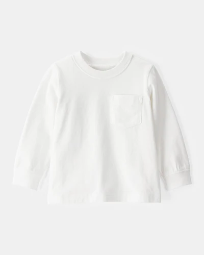 Long-Sleeve Pocket Tee - White