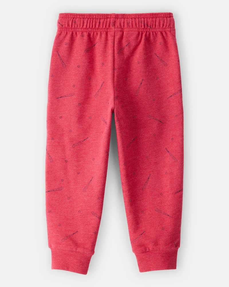 Toddler Boy Baseball French Terry Jogger - Red