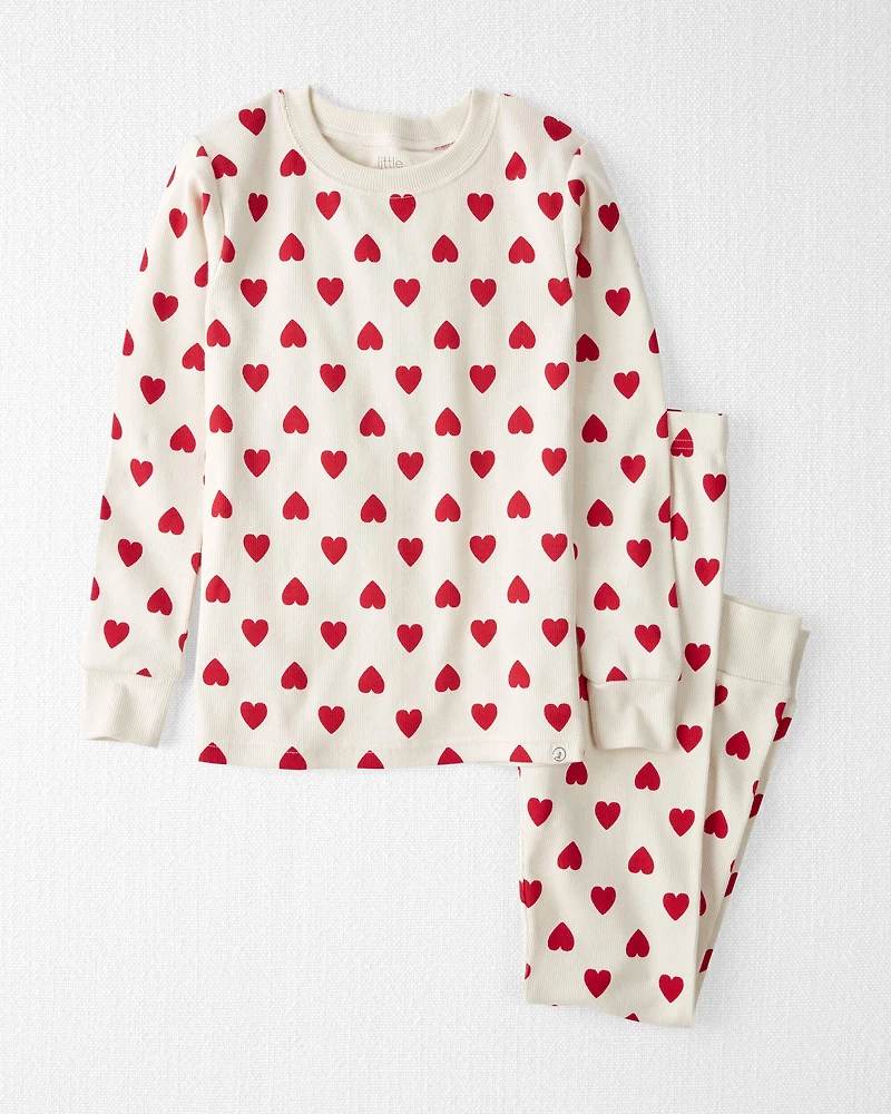 Kid Organic Cotton Pajamas in Forever Hearts Print