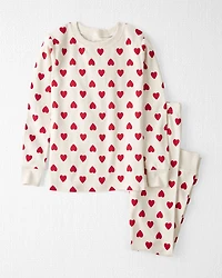 Kid Organic Cotton Pajamas in Forever Hearts Print