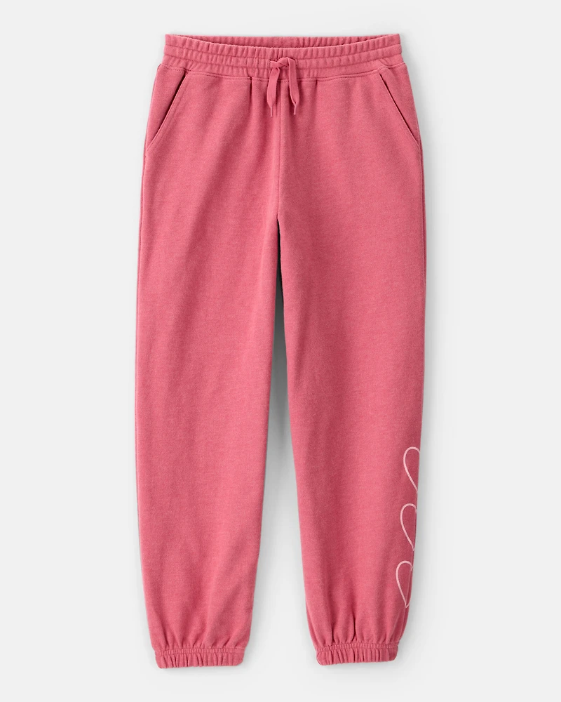 Girls 2-Piece Heart Print Hoodie & Joggers Set - Pink