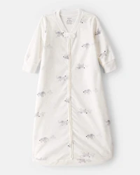 Baby Elephant Print Long-Sleeve Wearable Blanket - White