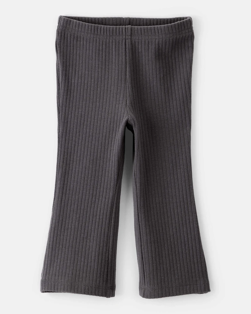 Baby Girl 2-Piece Peplum Pullover Top & Flared Leggings Set - Black