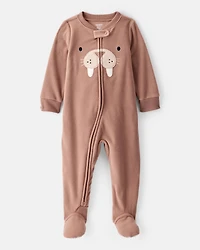 Baby Boy Walrus Loose Fit 2-Way Zip 1-Piece Pajamas - Brown