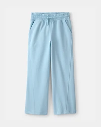 Girls French Terry Wide-Leg Pants - Blue