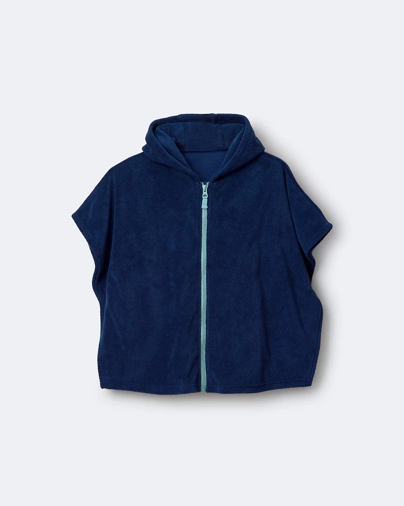 Toddler French-Terry Hooded Poncho Towel - Navy