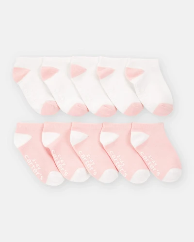 Toddler Girl 10-Pack No Show Socks - Pink/White