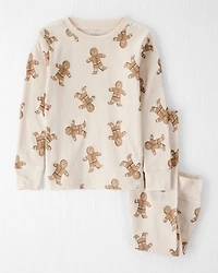 Toddler Organic Cotton Pajamas Set in Gingerbread Man Print
