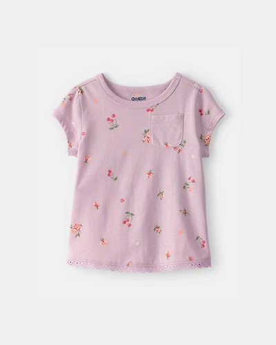 Baby Girl Cherry Floral Top - Purple
