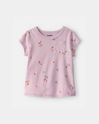 Baby Girl Cherry Floral Top - Purple