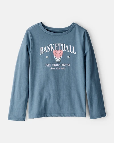 Girls Basketball Long-Sleeve Graphic Tee - Blue