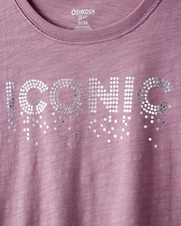 Girls Iconic Cotton Short-Sleeve Graphic Tee - Purple
