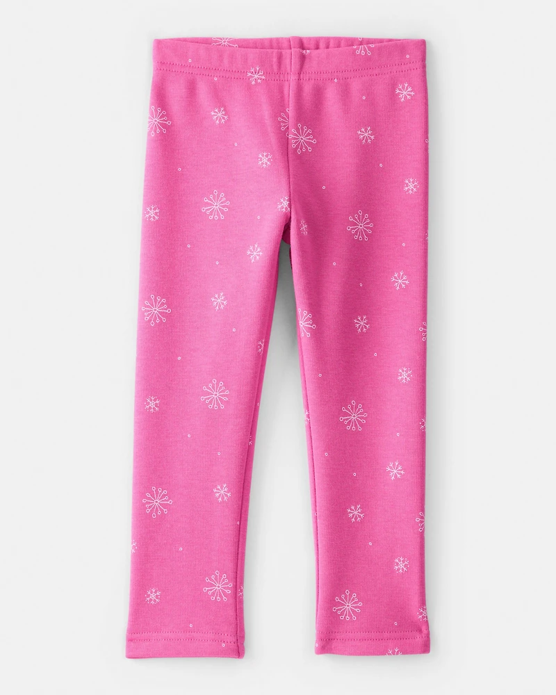 Toddler Girl 2-Piece Snowflake Top & Stretch Cozy Leggings Set - Pink