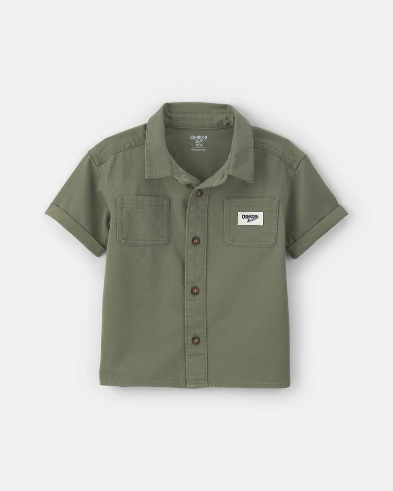Toddler Boy OshKosh Logo Short-Sleeve Button-Down Shirt - Green