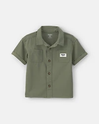 Toddler Boy OshKosh Logo Short-Sleeve Button-Down Shirt - Green
