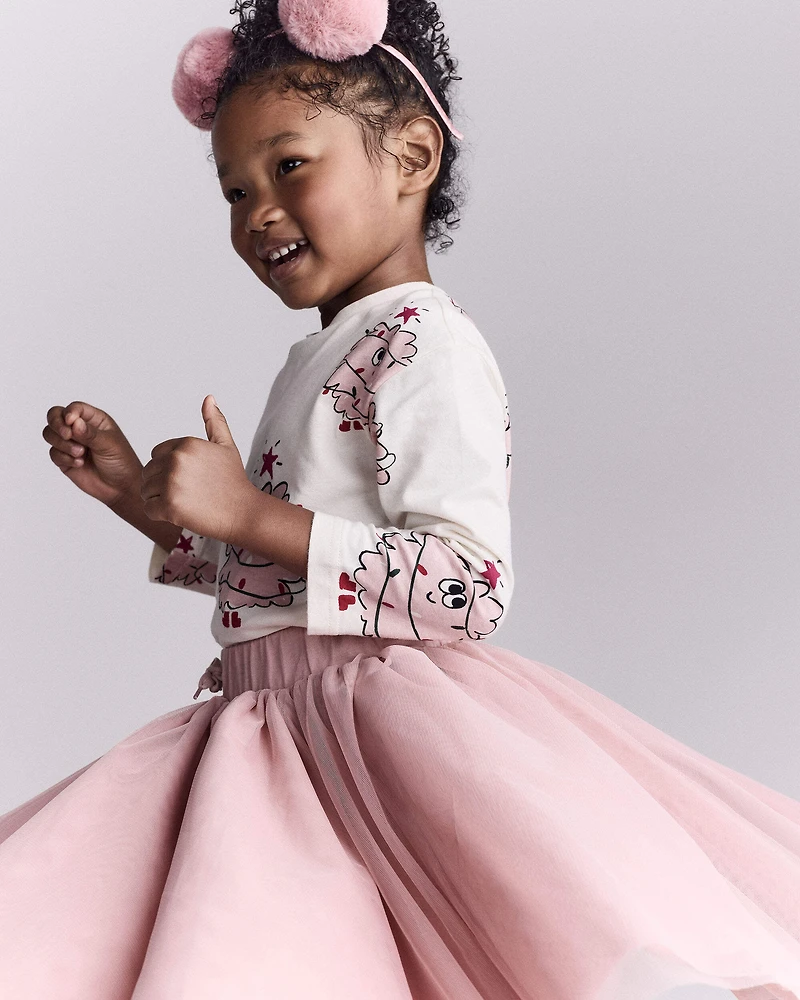 Toddler Girl Avenue Twirl™ Midi Skirt with Tulle - Light Pink