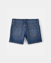 Girls Denim Midi Shorts - Dark Wash