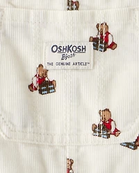 Toddler Bear Corduroy Overalls - Cream