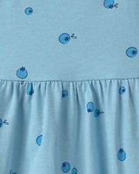Toddler Girl Blueberry Ruffle-Sleeve Dress - Blue