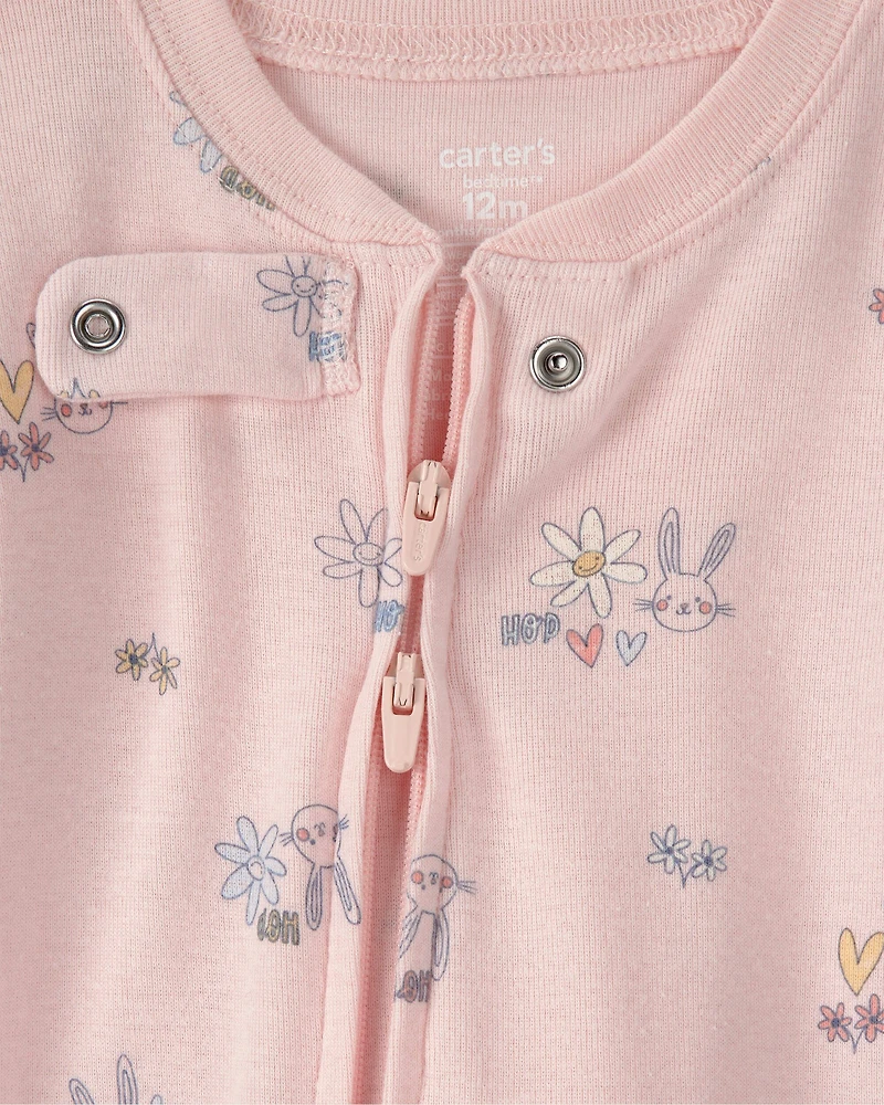 Baby Girl Easter Bunny 100% Cotton Snug Fit 1-Piece Pajama Set - Pink