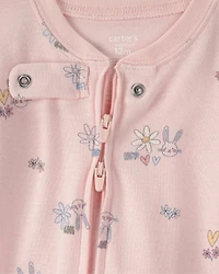 Baby Girl Easter Bunny 100% Cotton Snug Fit 1-Piece Pajama Set - Pink