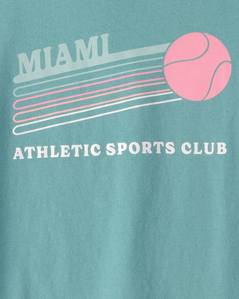Girls 'Miami Sports Club' Graphic Tee - Blue