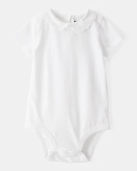 Baby Scalloped Collar Short-Sleeve Bodysuit - White