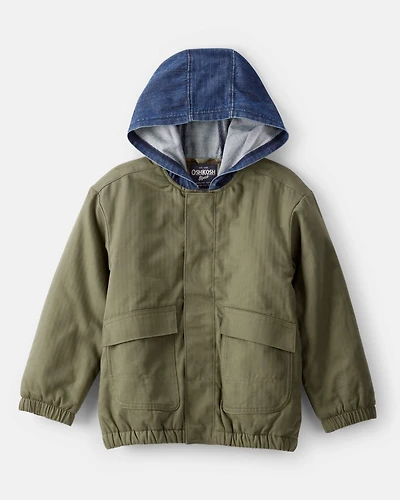 Boys Long-Sleeve Hooded Fashion Jacket - Olive