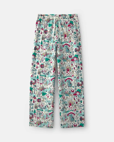 Kids Christmas Scavenger Hunt Fleece Loose Fit Pajama Bottoms