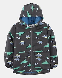 Boys Dinosaur Color Changing Rain Jacket - Grey