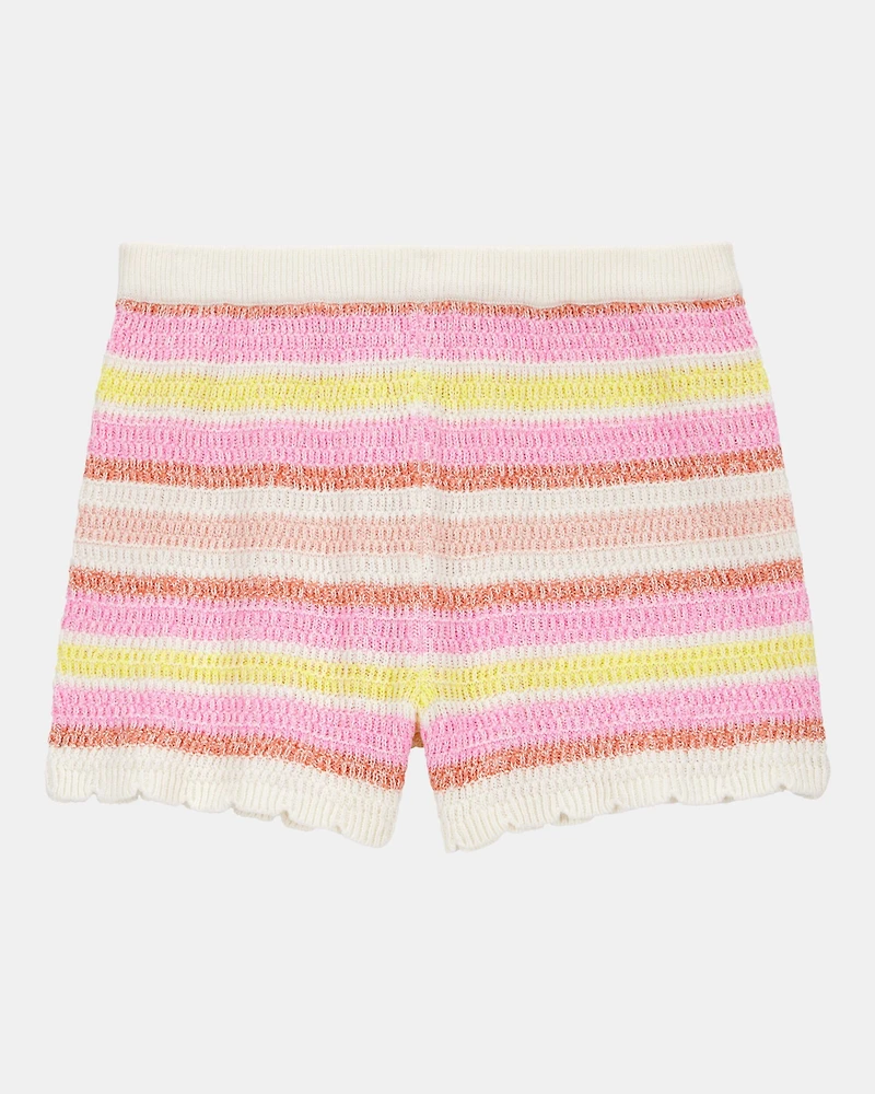 Kid Striped Crotchet Knit Shorts