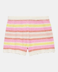Kid Striped Crotchet Knit Shorts