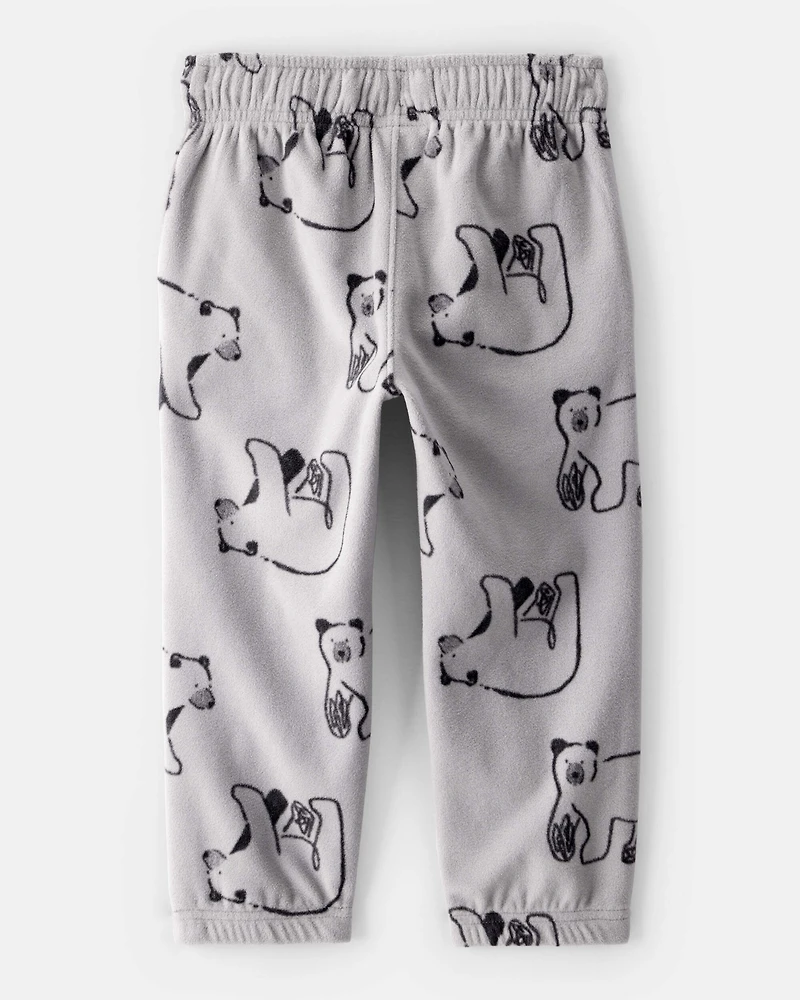 Toddler Boy Polar Bear Fleece Joggers - Grey