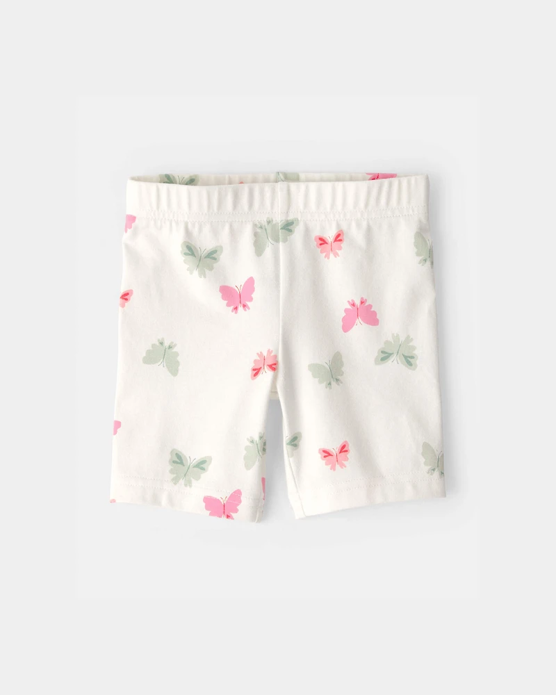 Toddler Girl Butterfly Bike Shorts - Ivory