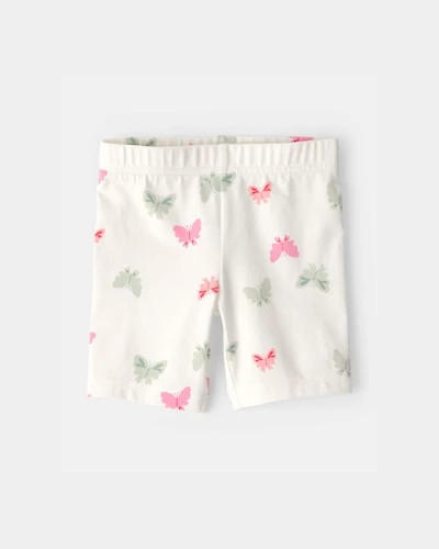 Toddler Girl Butterfly Bike Shorts - Ivory