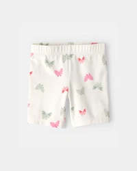 Toddler Girl Butterfly Bike Shorts - Ivory