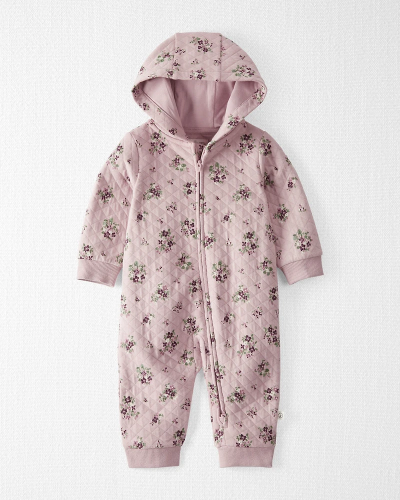 Baby Quilted Double Knit Floral Pram Made with Organic Cotton