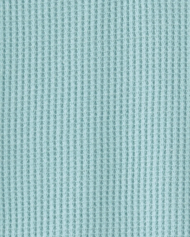 Baby Boy Waffle-Knit Polo Romper - Turquoise
