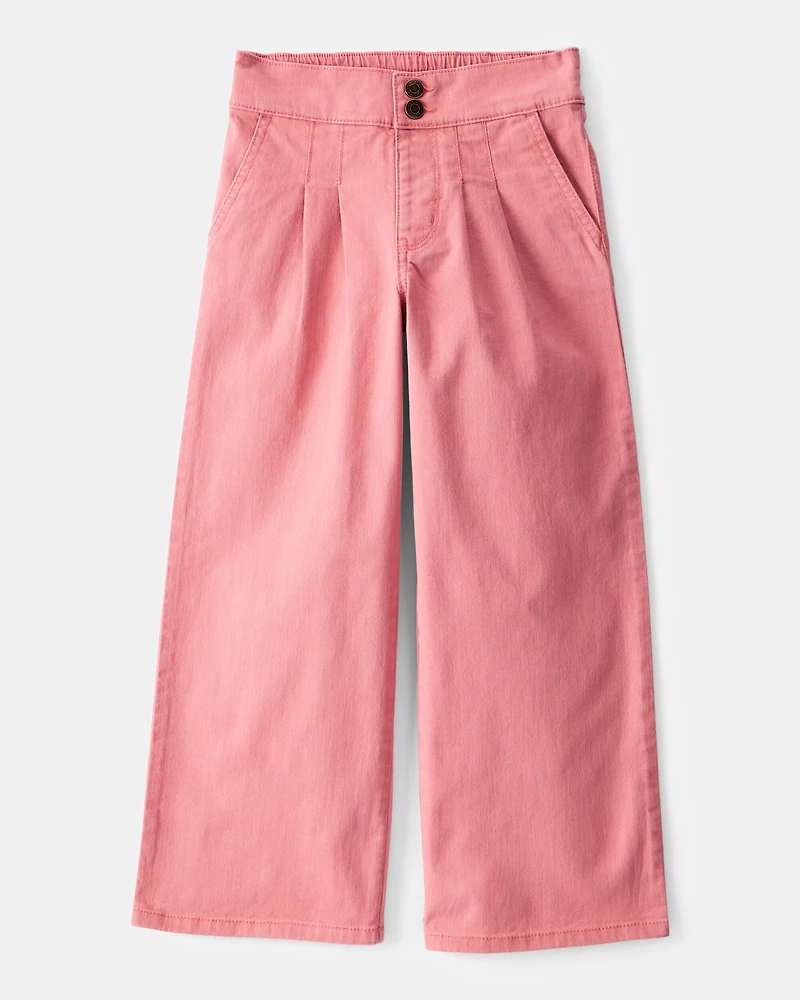 Kid Twill Wide Leg Pants - Pink