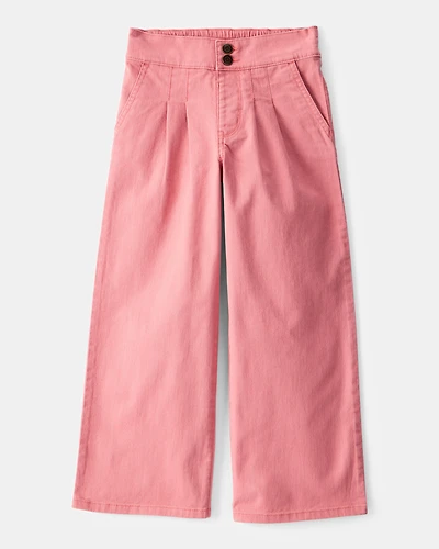 Kid Twill Wide Leg Pants - Pink
