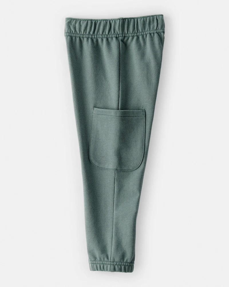 Toddler Boy Dinosaur French Terry Long-Sleeve Tee & Pant Set- Green/Grey