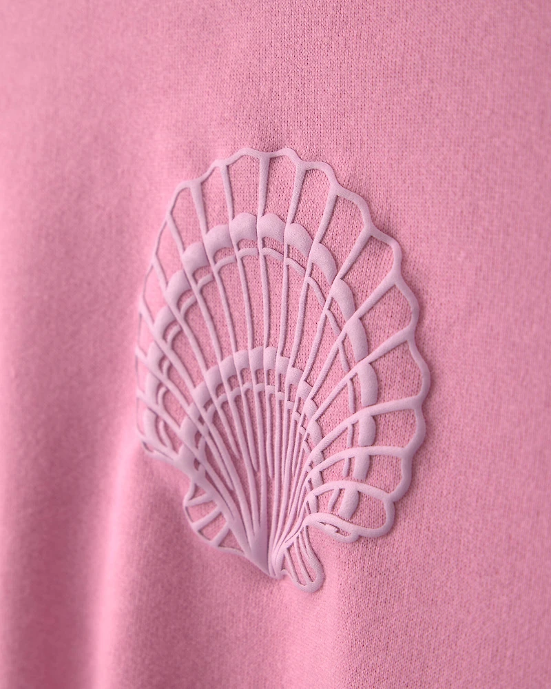Girls Seashell French Terry Top - Pink