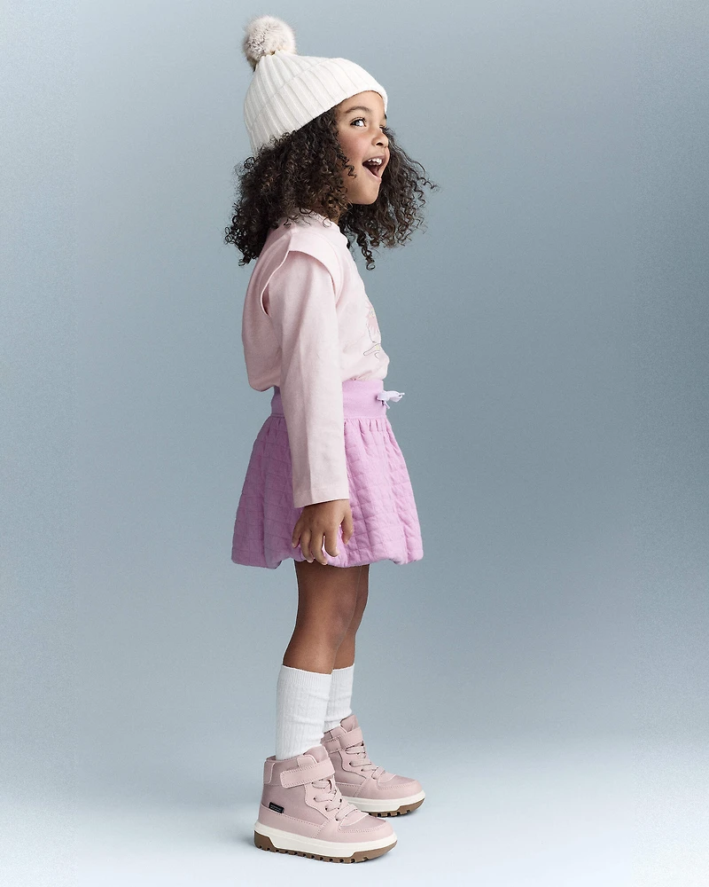 Toddler Girl Skiing Squish Long-Sleeve Top - Light Pink