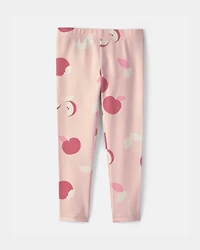 Toddler Girl Apple Pull-On Stretch Leggings - Pink