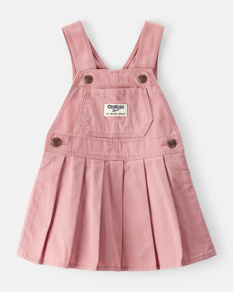 Baby Girl Pleated 100% Cotton Jumper Dress - Pink