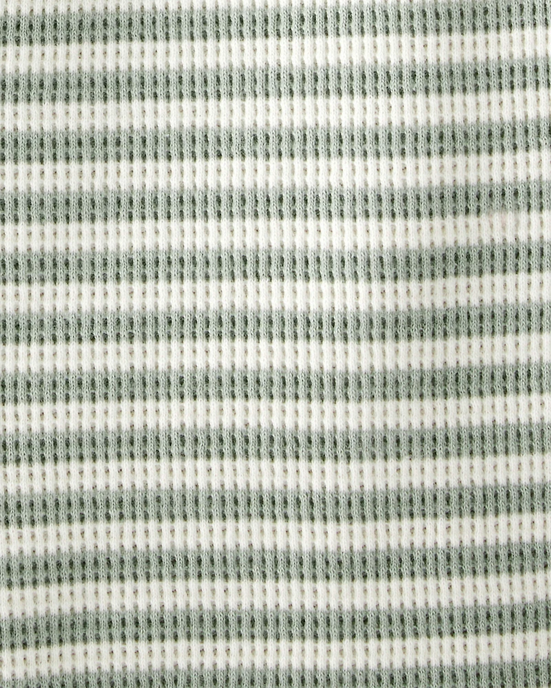 Baby Organic Cotton Waffle Knit Romper in Stripes