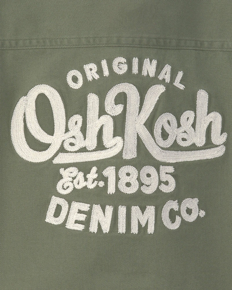 Toddler Boy OshKosh Logo Short-Sleeve Button-Down Shirt - Green