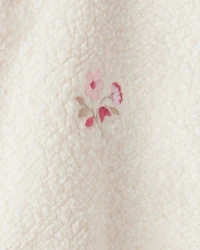 Toddler Girl Floral Sherpa Bomber Jacket - Ivory