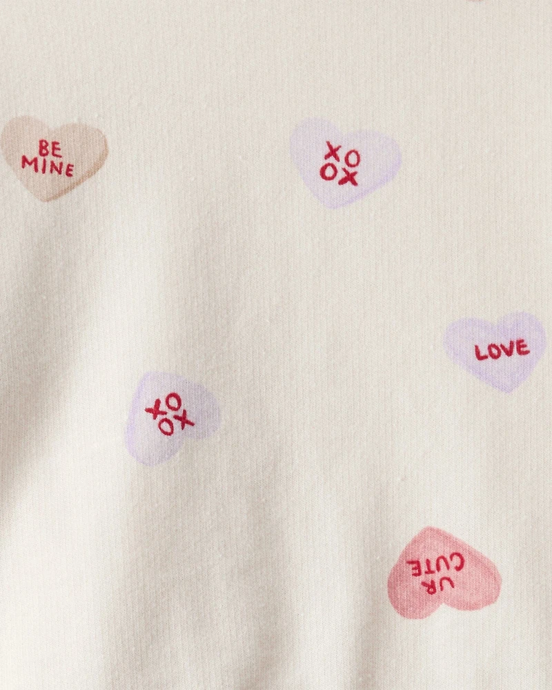 Baby Girl Candy Heart French Terry Pullover & Pant Set - Cream