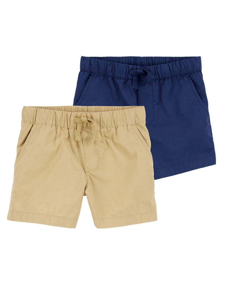 Toddler 2-Pack Pull-On Poplin Shorts